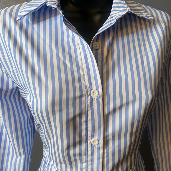 NO LABEL-Blue and White Striped Button Down Dress - Picture 9 of 16